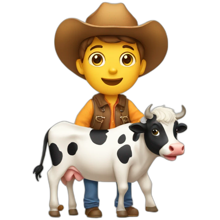 Cow riding boy emoji