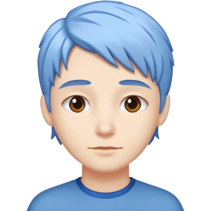 He was born with fair skin and slightly  white and blue hair. emoji