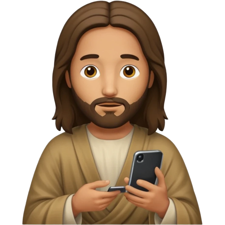Jésus sur son téléphonesur son téléphone en train de le regarder emoji