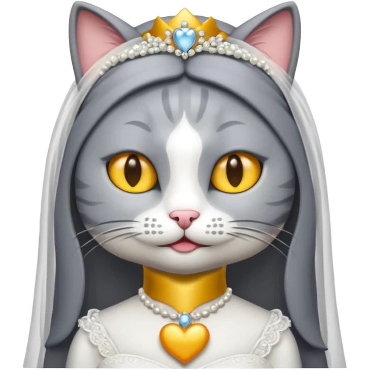 grey cat bride emoji