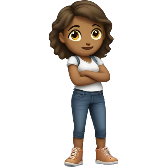 girl with arms crossed hip dropped and leg bent out emoji