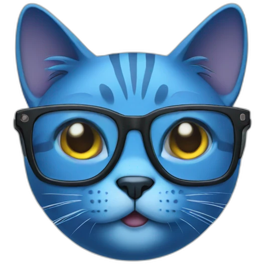 blue cat with glasses emoji