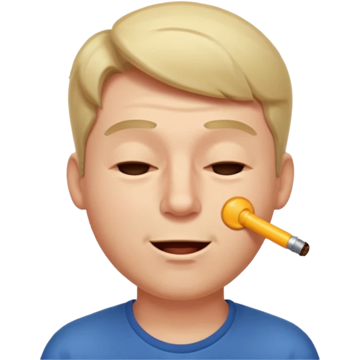 A male squinting his eyes closed but the mouth is whistling emoji