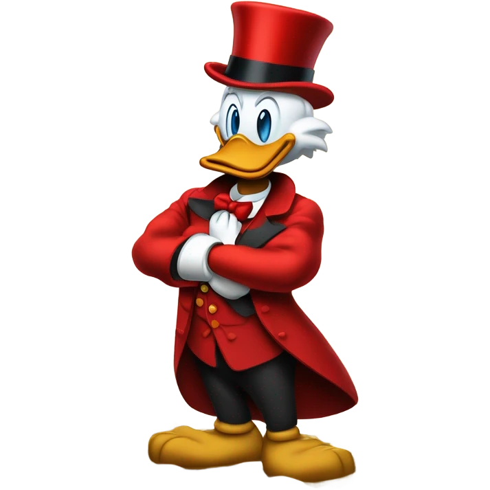 scrooge mcduck standing atop a pile of money emoji