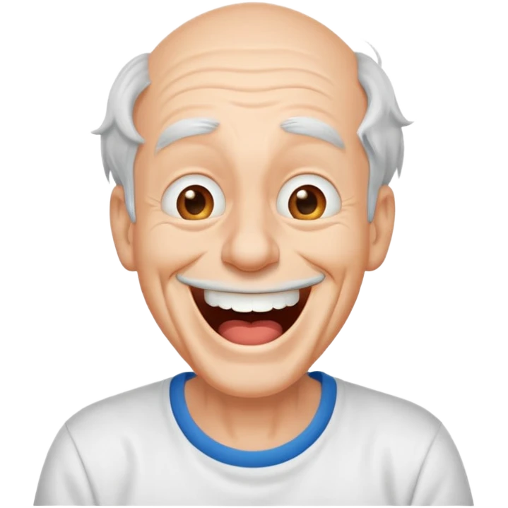 Goofy man with white tshirt laughing emoji