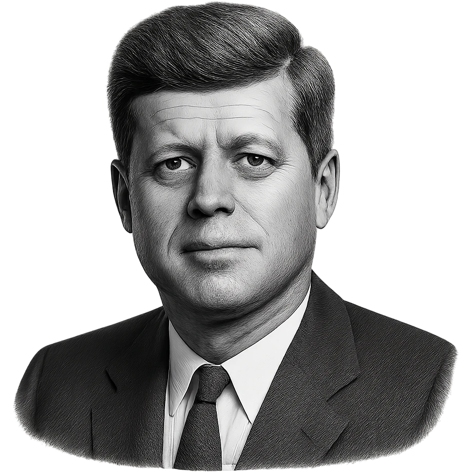 realistic icon of John F. Kennedy, clean and focused, no background emoji