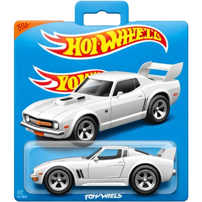 Машинка HotWheels белого цвета в классической упаковке HotWheels. emoji