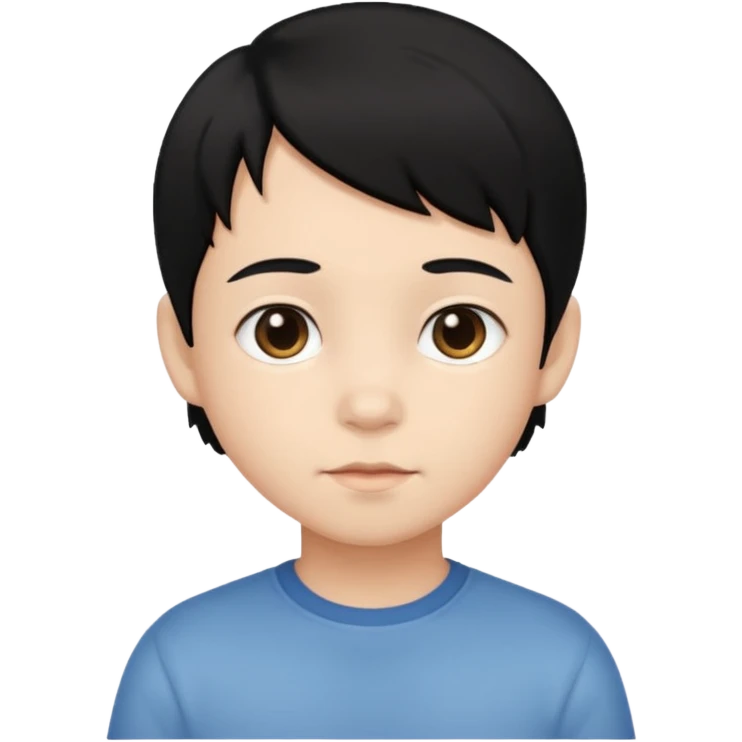 emoji of a child with black hair and soft features, neutral mood, no text emoji