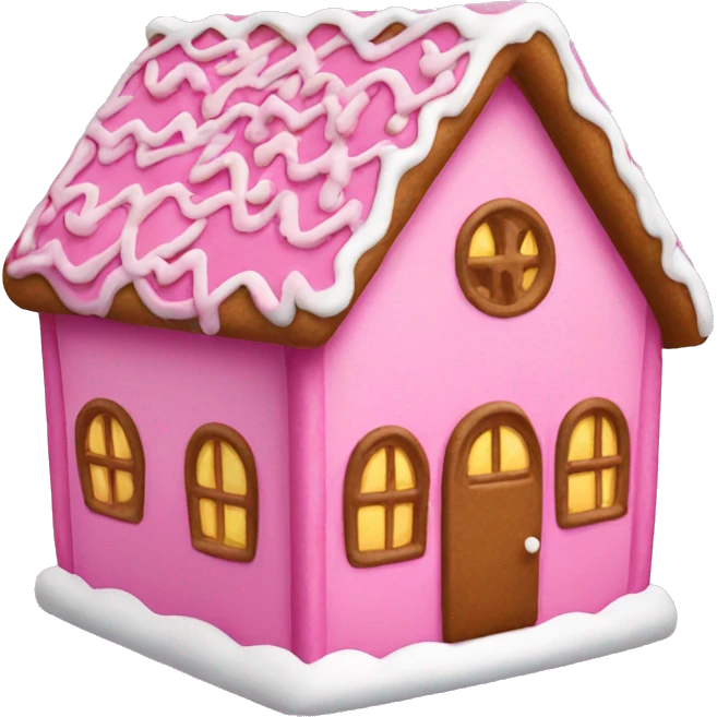 A pink gingerbread house emoji