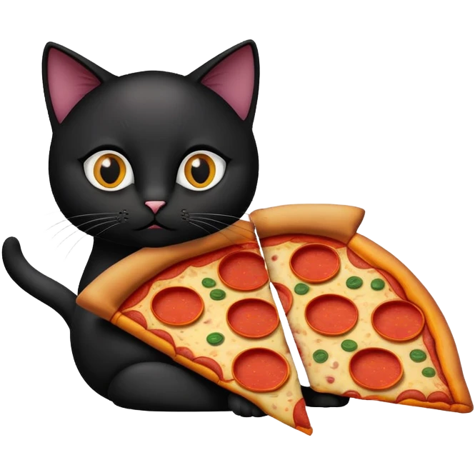 Black cat with pizza  emoji