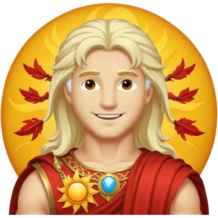Apollo, Sun God from Rome Mythology with long platinum blonde hair, pale yellow outfit emoji