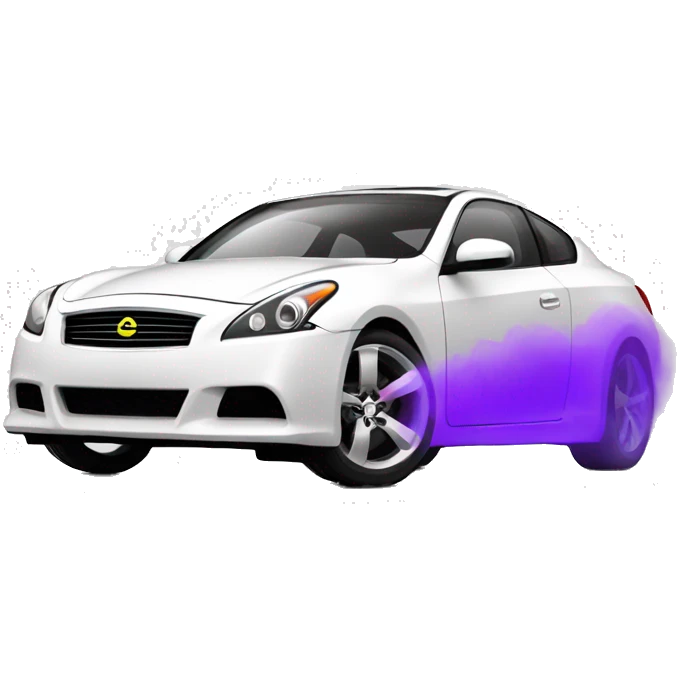 front end of a white g37 with purple fog lights emoji