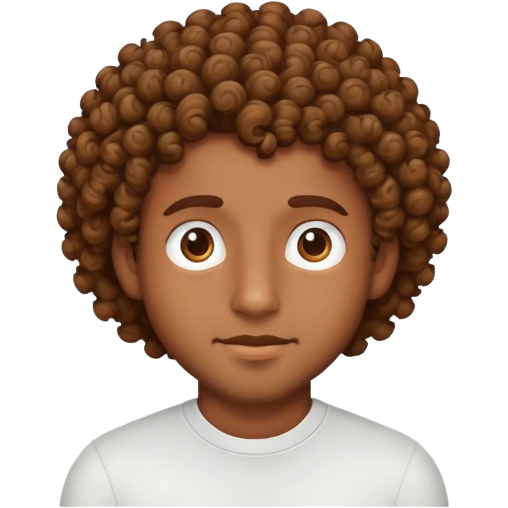Brown skin guy with curly hair emoji