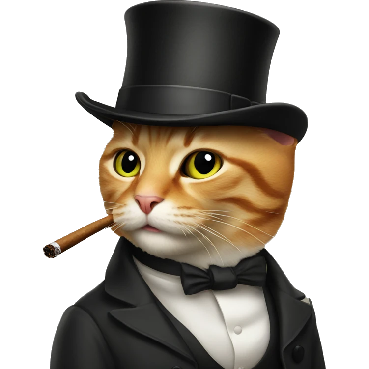 cat with a cigar and tophat emoji