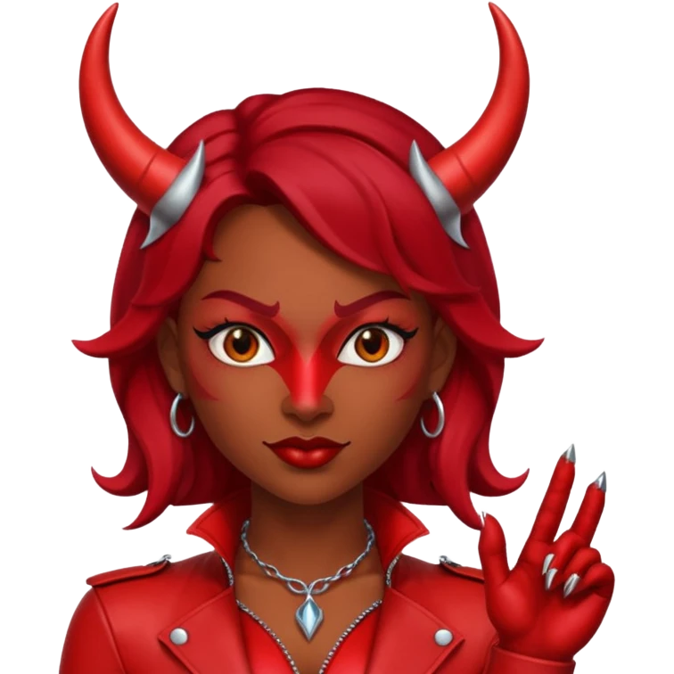 burgundy winged sexy woman with devil horns emoji