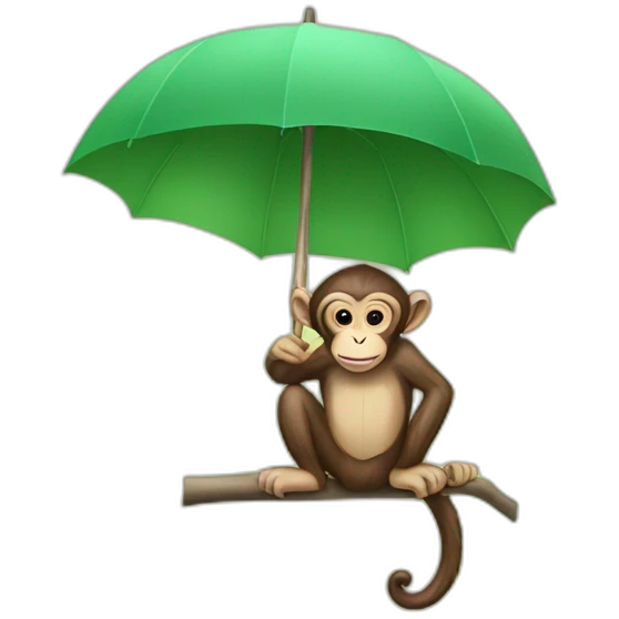 Monkey with umbrella in tree emoji