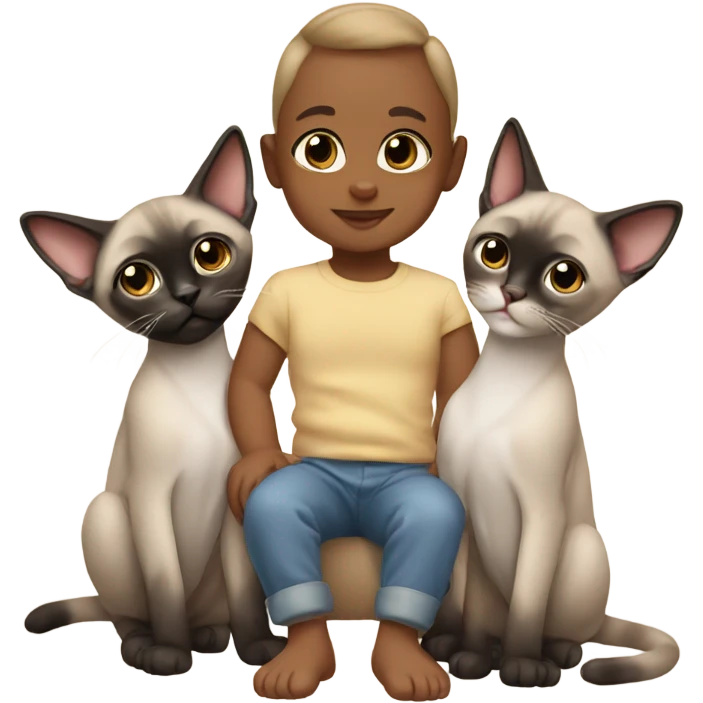 Baby with Siamese cats emoji