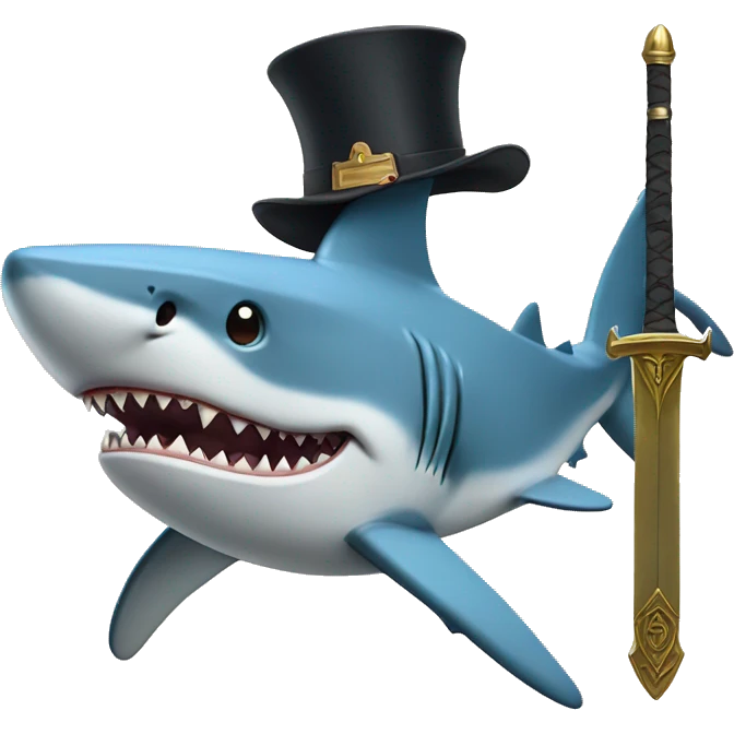 shark with a tophat and a sword emoji