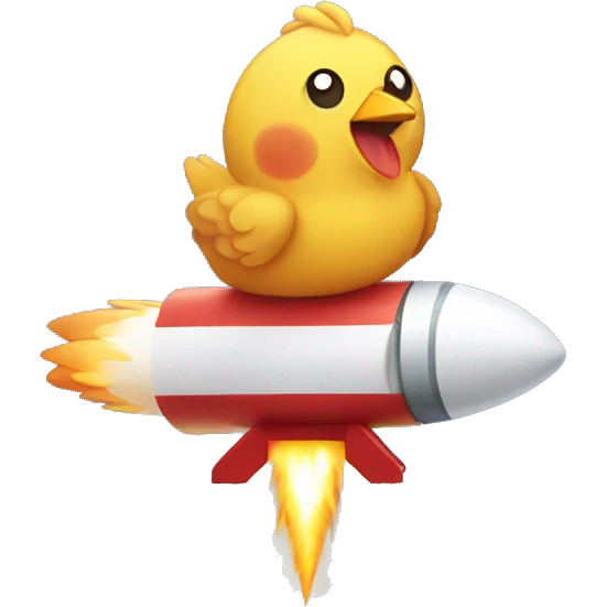 Chicken on top of a rocket emoji