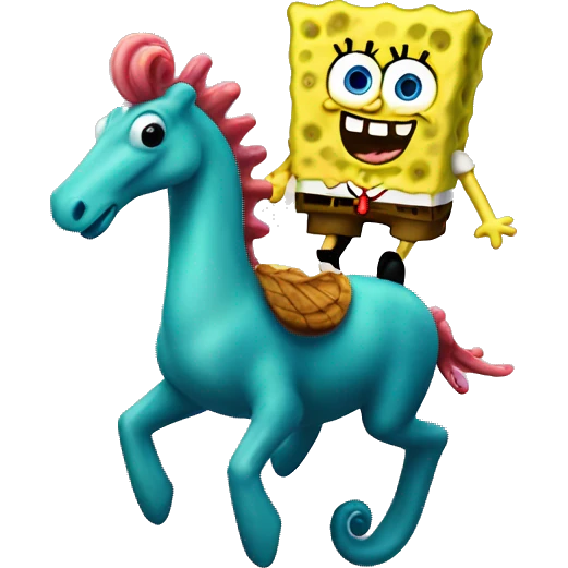SpongeBob riding a seahorse emoji