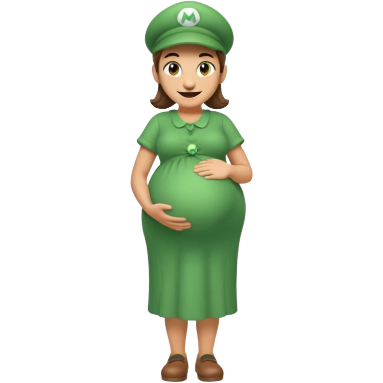 Luigi from Mario, pregnant, smiling, standing, Discord emoji style emoji