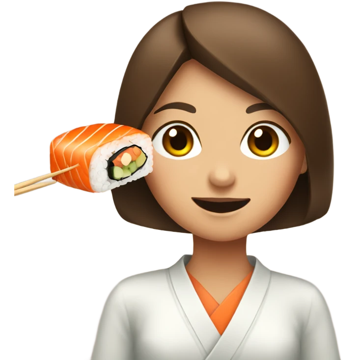 Brown-hair girl is eating sushi  emoji