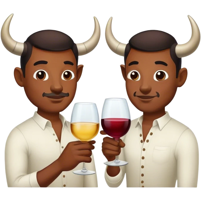 Bull brothers drinking wine emoji