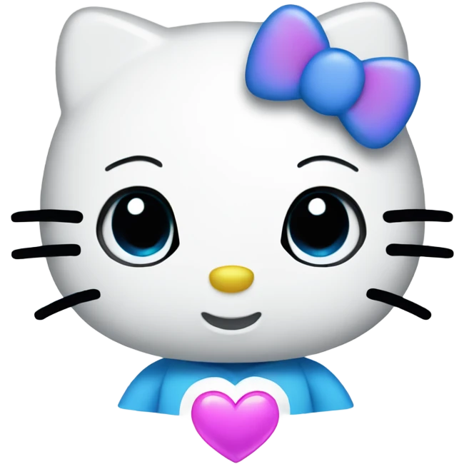 hello kitty with blue heart  emoji