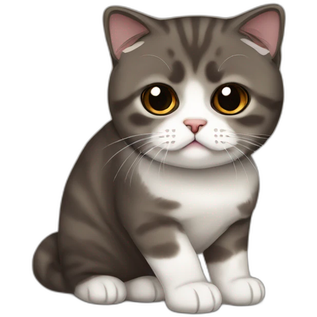 Dark brown Scottish fold breed cat emoji