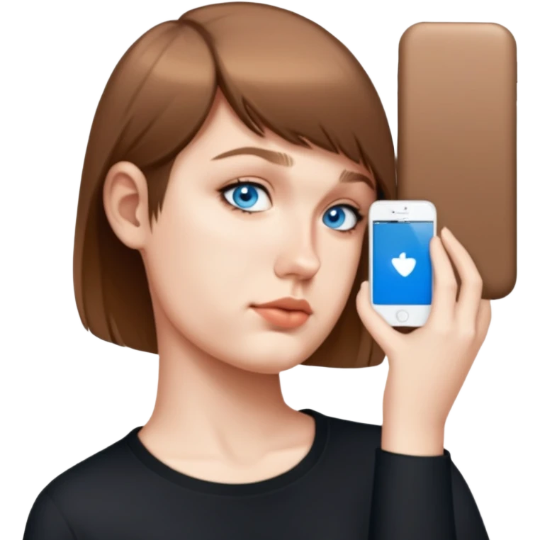 female, wearing black tshirt, short hair emoji