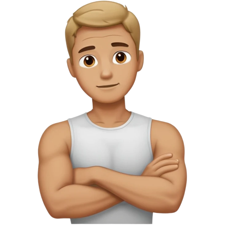 arms crossed man holding his neck  emoji