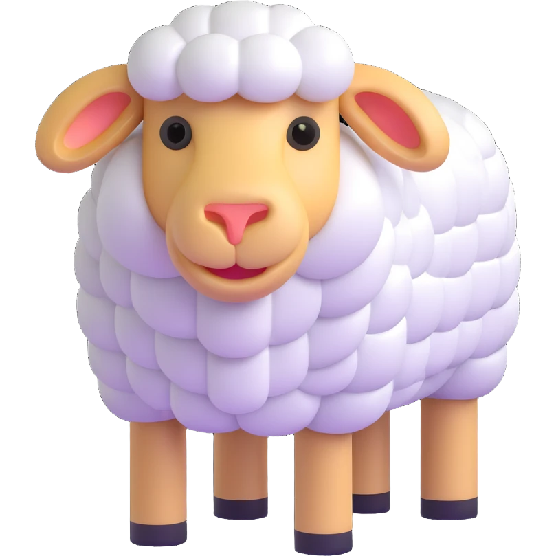 Minecraft sheep made out of square blocks, looks exactly like in the game emoji