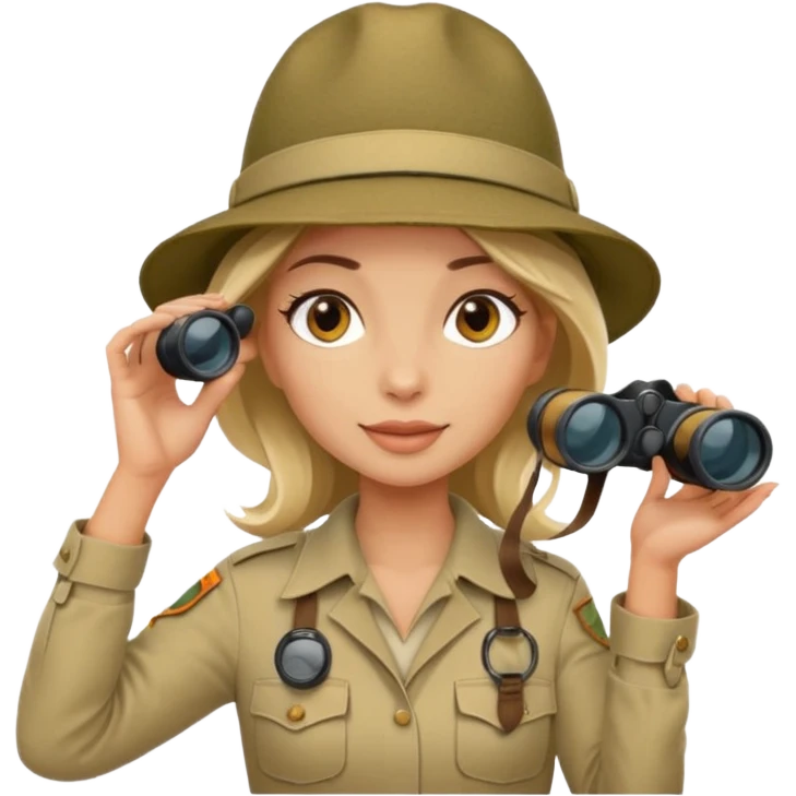 Woman + binoculars,Jungle Explorers. emoji