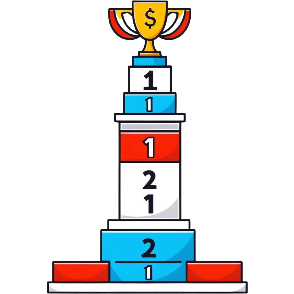 leaderboard podium with 1st, 2nd, 3rd rankings clearly labeled emoji