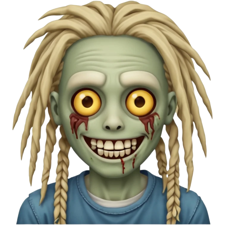 zombie with dreads with braces smiling  emoji