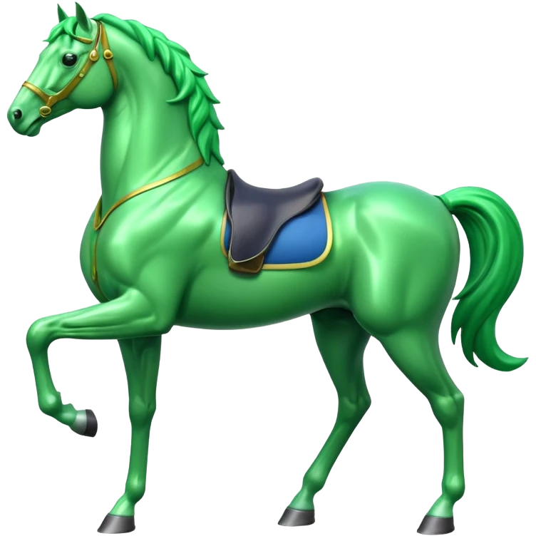 Green horse standing up with two feets facing right  emoji