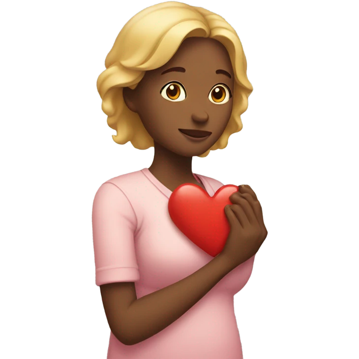 Mother holds her heart in her arm emoji