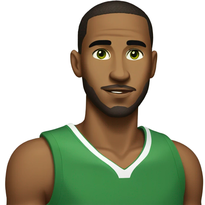 Basketball player with earring and white guy green eyes low eyebrows emoji
