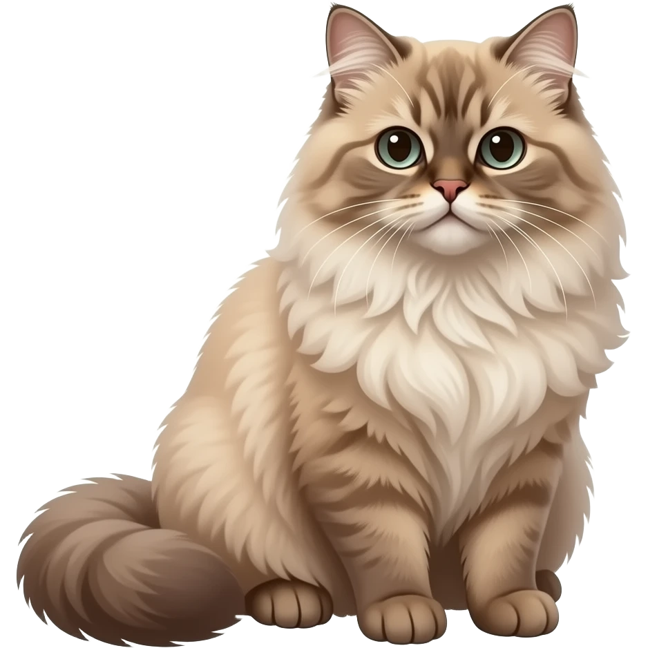 Realistic sitting slim beautiful fine aesthetic Persian cat emoji