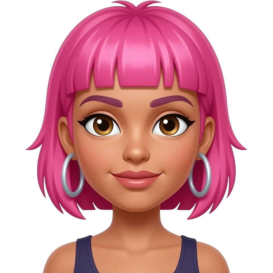 pink short haired spiky hired woman, with big hoop earrings emoji