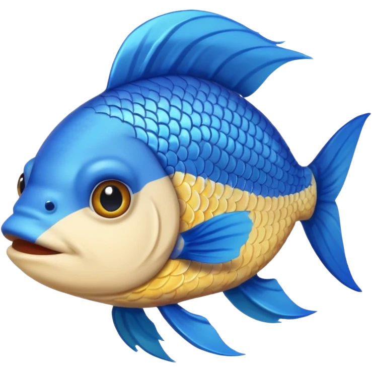 fish with blue hair looking into camera emoji
