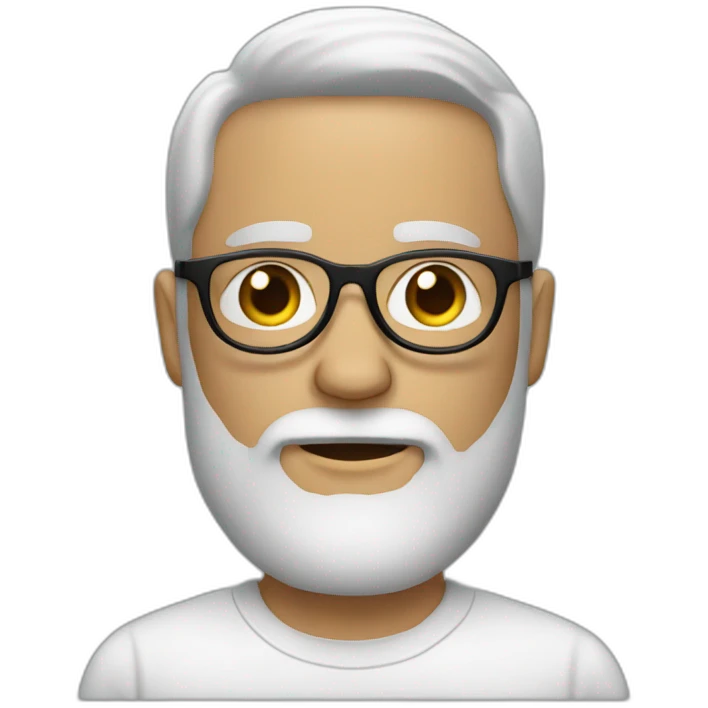 White man with a beard and round glasses emoji