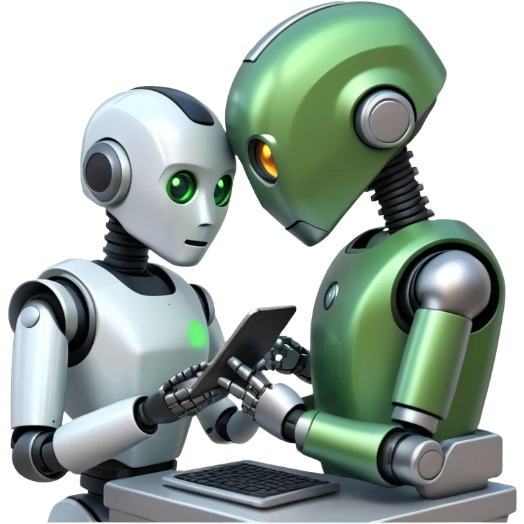 robot head checking another robot's work with a green checklist emoji