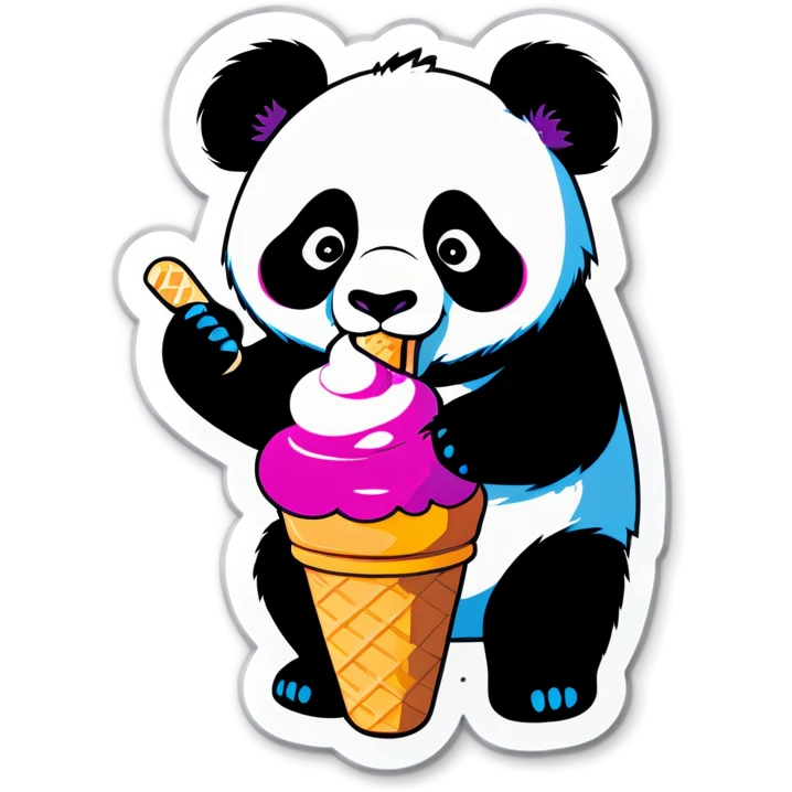 Panda eating ice cream emoji