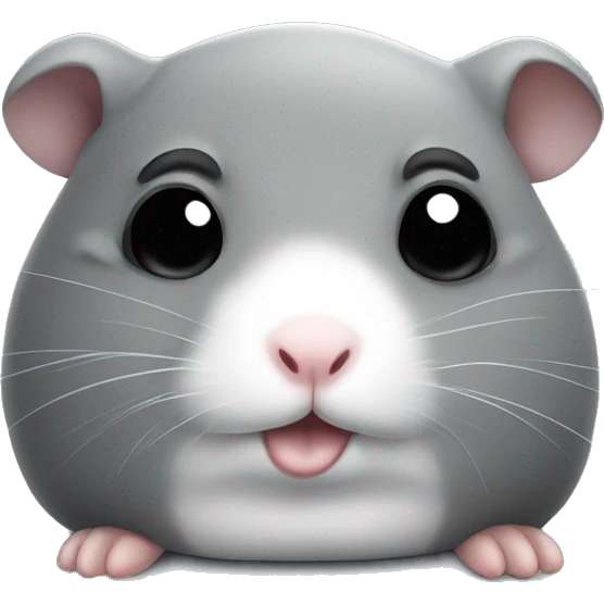 Fat grey hamster wit big black eyes that is very very sad, it looks like he’s about to cry emoji