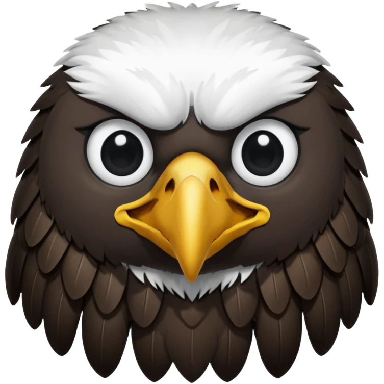 very simple and minimalistic whole body eagle emoji DOT eyes, only pupils, solid black , no iris, remove the white part of the eye emoji