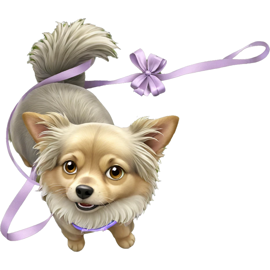 dog on grass with ribbon emoji