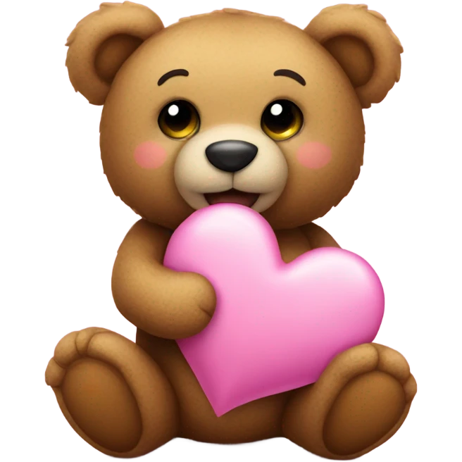 Teddy bear holding a pink heart  emoji