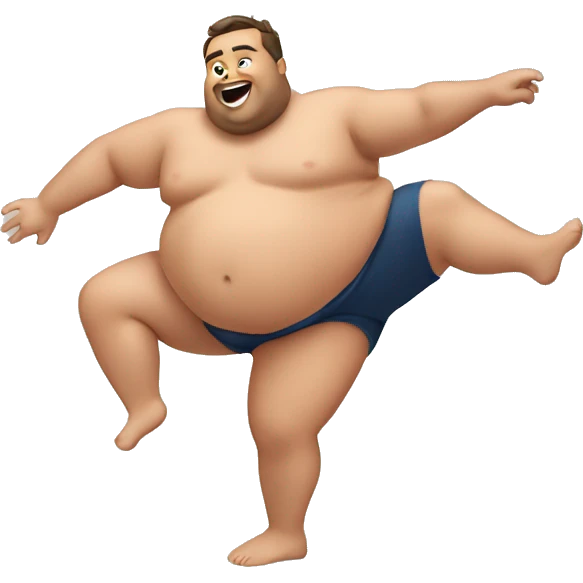 Shirtless fat man doing a cartwheel emoji