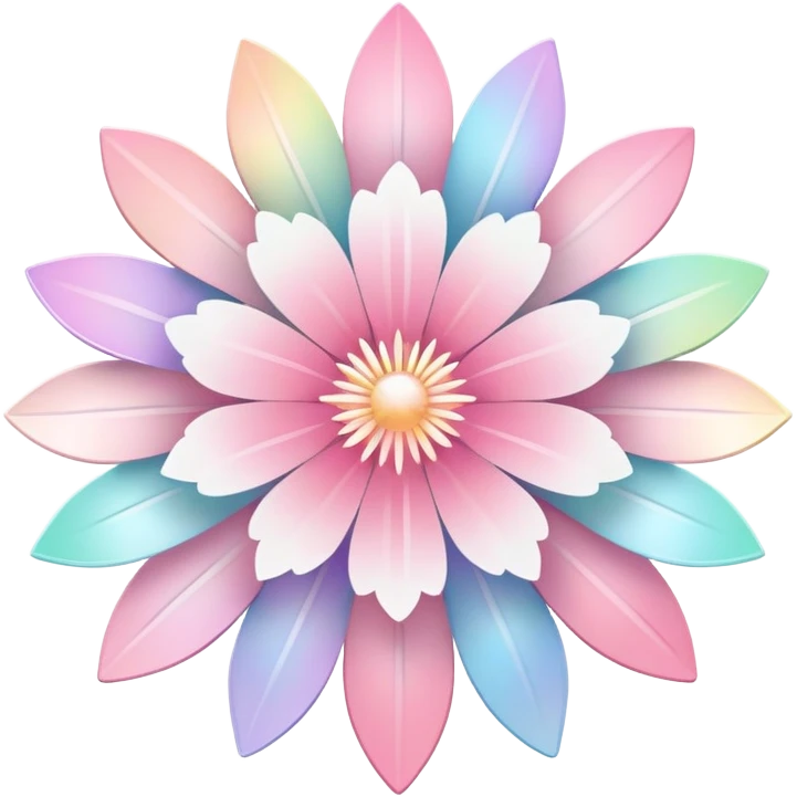 Cute Pastel pink and white Cherry Blossom Sakura Starburst Iridescent Pastel Rainbow emoji